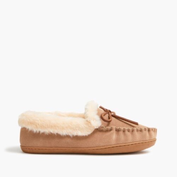 J. Crew | Shoes | J Crew Tan Suede Faux Shearling Moccasin